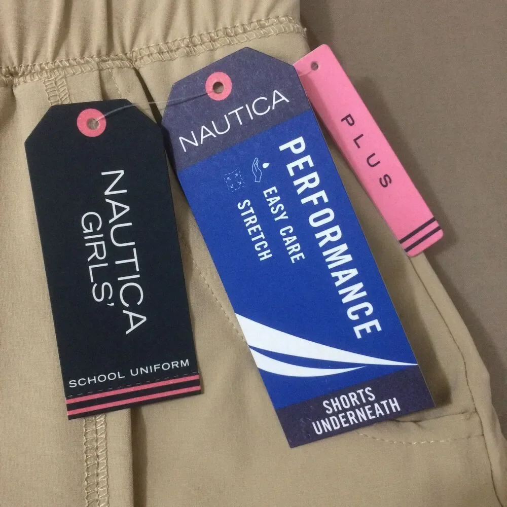 NEW Nautica Girls 12.5 Plus Beige School Uniform Skort NWT Stretch Scooter